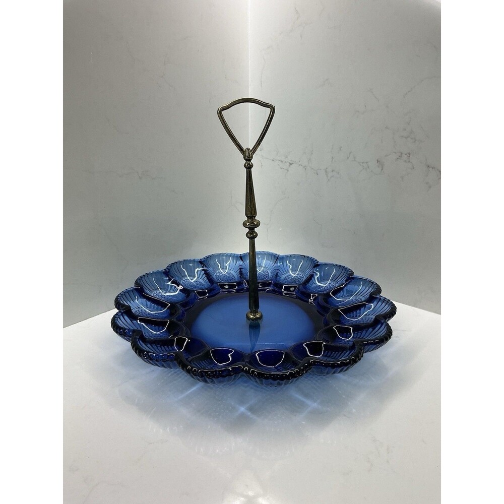 Vintage Indiana Glass Hobnail Deviled Egg Plate in Cobalt Blue “Tiara Exclusive”